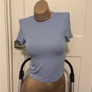 Parade Periwinkle Cropped Mock Neck Tee